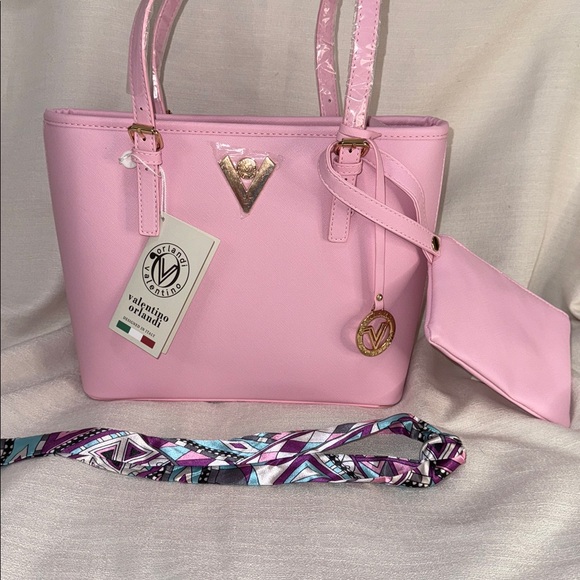Valentino Orlandi Italian Pink Women's Handbag With Wristlet - Picture 2 of 15